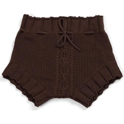 Kaiya Angel Winter Outfits Kids Girls bloomers Brief Wool knitted Short Toddler Girl clothes Ruffle Pull String Underpants