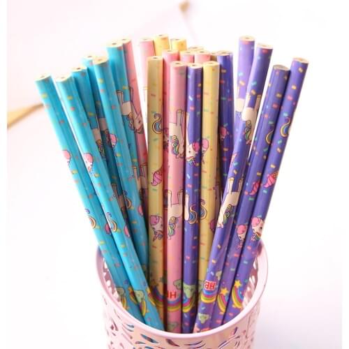 12Pcs/Set Cute Kawaii Cartoon Unicorn Pencil HB Sketch Items Drawing Stationery Student School Office Supplies for Kids Gift