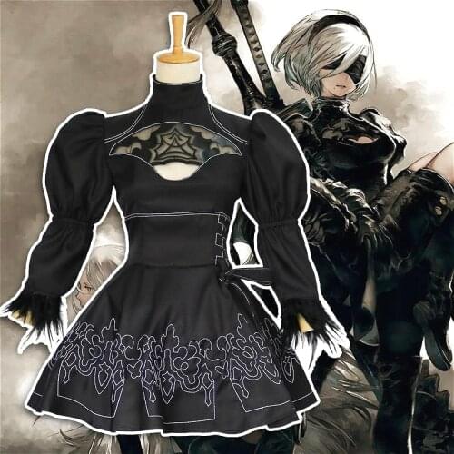 Game Nier Automata Yorha 2B Anime Cosplay Costume Suit Women Disguise Uniform Set Girls Fancy Party Black Lolita Lace Sexy Dress