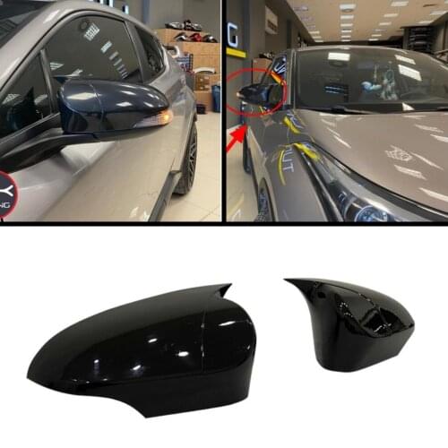For Toyota C-HR CHR 2 Pieces High Quality ABS Plastic Bat Style Mirror Covers Caps RearView Mirror Case Cover Piano Black