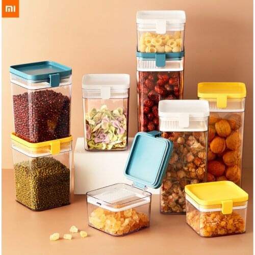 Xiaomi 500/1000/1600ML square sealed cans household kitchen moisture-proof fresh-keeping storage box snack candy tank practical
