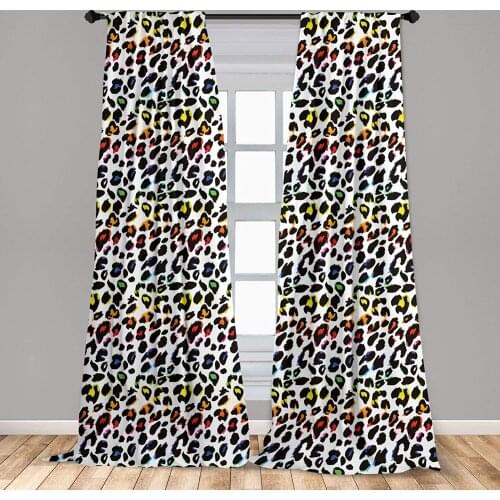 Leopard Print Window Curtains Classical Savannah Mammal Skin Pattern with Vibrant Color Details Curtain with Rod Pocket