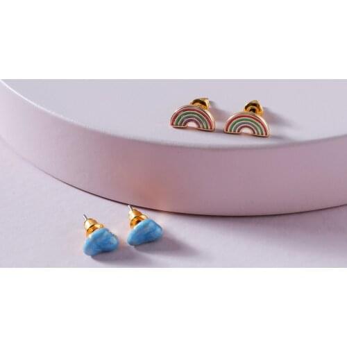 LUNA CHIAO Fashion Jewelry Pride Rainbow Cloud Earring - Enameled Mini Stud Earrings Set