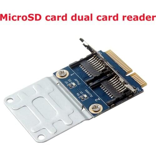 Mini Pci-E Adapter 2 SSD HDD For Laptop Dual Micro- SD SDHC SDXC TF To Mini PCIe Memory Card Reader MPCIe To 2 Mini-Sdcards