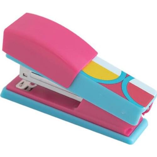 Mini Swing Stapler with Plastic Paper Clip Holder Coloful Manual Paper Stapler, 20 Sheet 80g Capacity, for Student Office