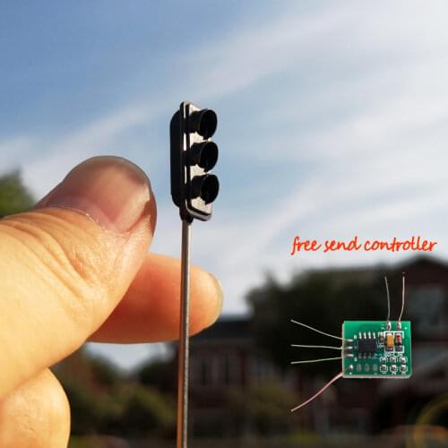 2 PCS HO Scale Model Traffic Lights/Operating Pole Mount Overhead Traffic Lights with Controller/Train Railway/Railroad Layout