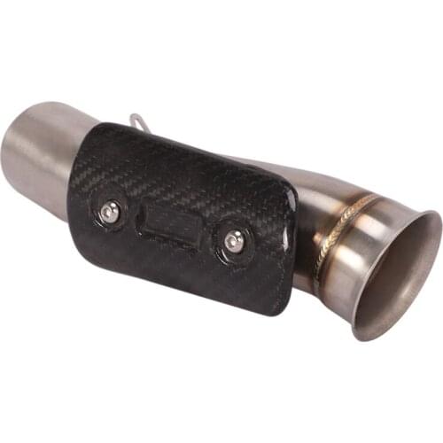 Motorcycle Modified Exhaust Mid Connect Link Pipe with Heat Shield Cover Carbon Fiber Slip for DUKE 790