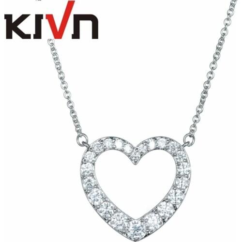 KIVN Fashion Jewelry CZ Cubic Zirconia Heart Women Girls Wedding Bridal Pendant Necklaces Christmas Promotion Birthday Gifts