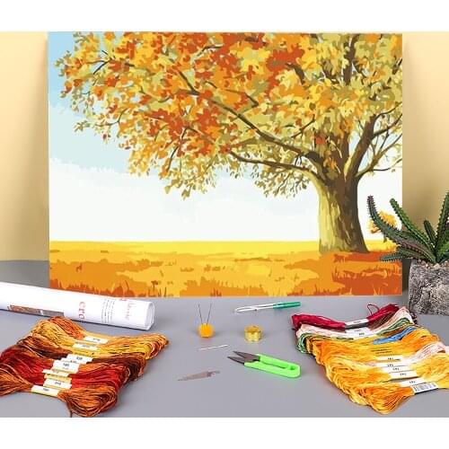 Landscape Natural Pre-Printed 11CT Cross-Stitch Kit Embroidery DMC Threads Sewing Knitting Handmade Hobby Package Counted