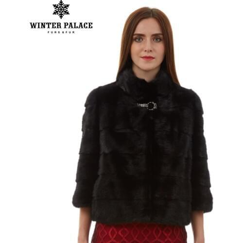 Natural women fur coat Fashion Slim jacket mink fur coat Short-sleeve fur vest Short genuine fur coat Mandarin Collar