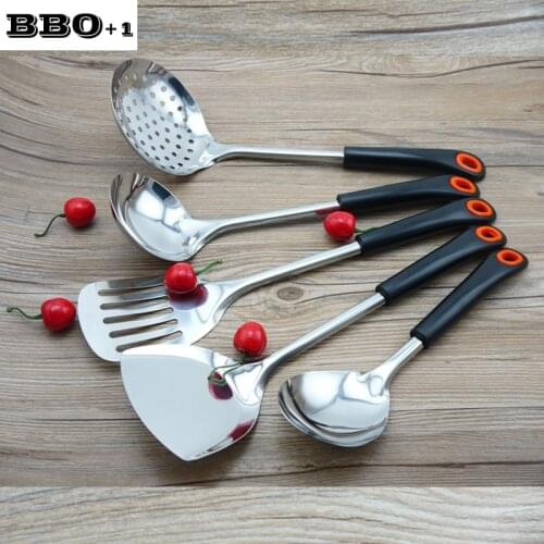 New 1 set Stainless steel Kitchen Utensils Cookware spatula Cooking Tool Set Colander Spoon Slotted Spatula Tools Kitchenware