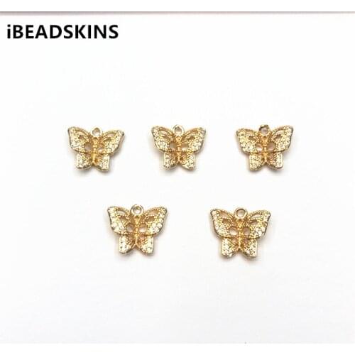 New arrival! 12x14mm 50pcs Copper/Zircon butterfly shape Charm for Earrings Making Earrings parts hand Made Jewelry DIY