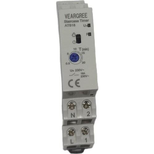 New Type ATS18 16A 250V DIN Rail Lighting Delay Staircase light timer Time switch