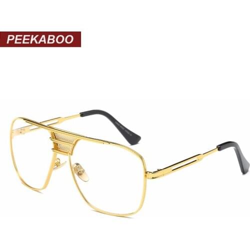 Peekaboo new black eye glasses frames for men women high quality big gold rimmed glasses men frames brand designer metal