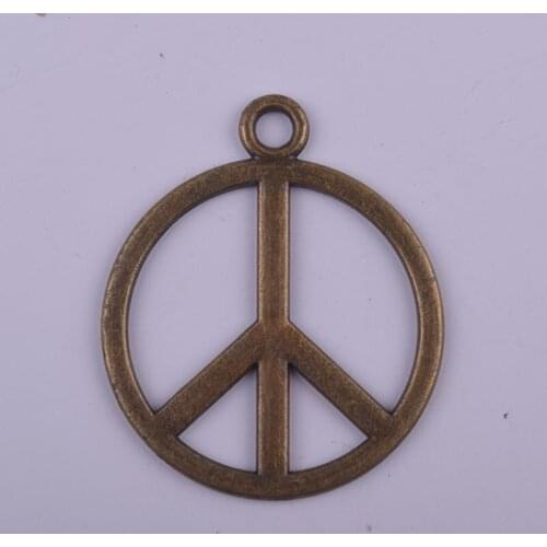 Wholesale Round Peace SymbolsPendant Retro Bronze Tone Leather Chain Style Necklace Pendant Alloy Jewelry Accessories 50pcs/lot