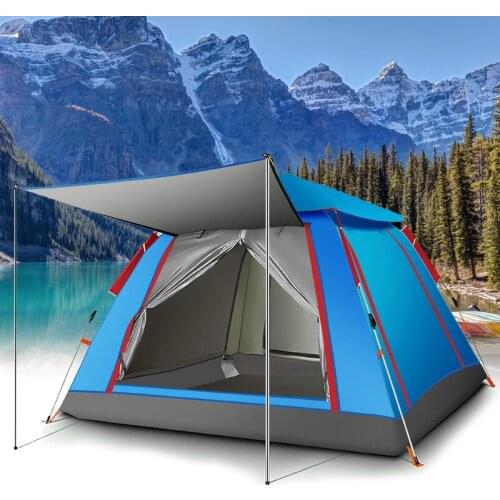4-6 Person Fully Automatic Double Layer Waterproof Hiking Camping Tent Easy Setup Pop Up Self Outdoor Large Family Gazebo Tent