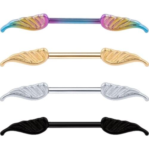 2PCS Sexy Feather Nipple Piercing Shields Bars Piercing Nipple Piercing For Women Body Piercing Jewelry Nipple Rings