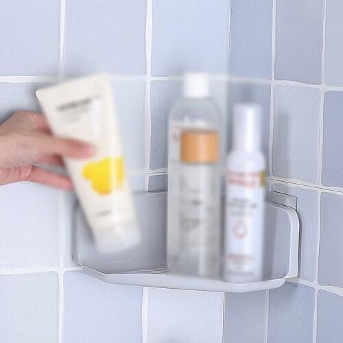 Kitchen Drain Shelf Traceless Paste Hollow Drain Triangle Corner Shelf Multi-functional Shelf Creative Organizer For Kitchen