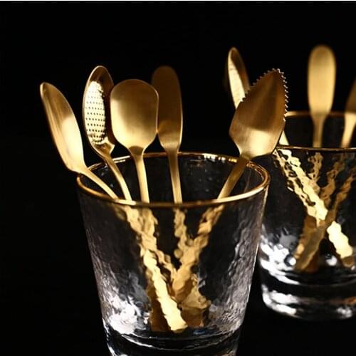 Multistyle Tea Coffee Spoon 304 Stainless Steel Gold Color Butter Knife Ice Cream Spoon Dessert Cake Scoop Dining Room Tableware