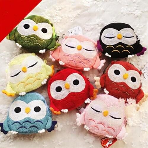 M207 Cute Women Purse Lovely Owl Confectionery Color Zero Wallet Cloth Coin Purses Canvas Bag Women Student Gift Bag Wholesale