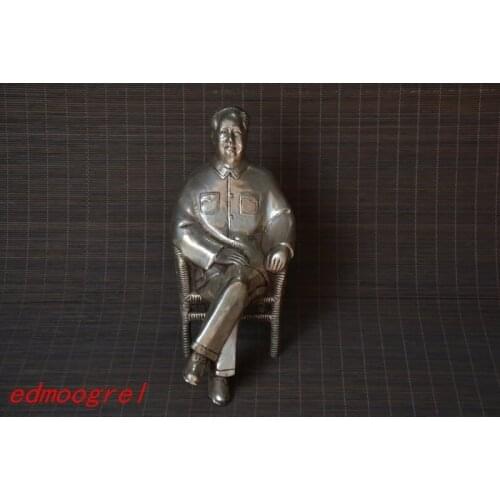 Antique Old QingDynasty silver carving--Chinese leader - Mao Zedong statue, hand crafts,best collection&adornment,free shipping