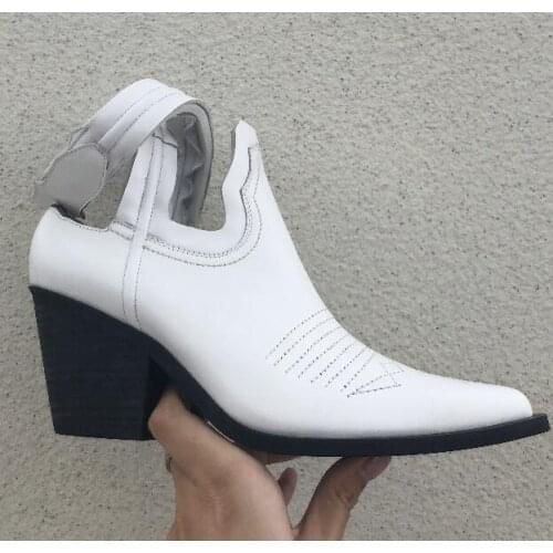 Moraima Snc Hot Selling Pointed Toe Thick Heels Mules Shoes High Quality Leather Cutouts High Heel Shoes White Black
