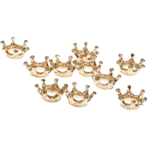 PACK OF 10 KC GOLD PLATED ALLOY CROWN BEADS SPCER BEADS FOR DIY CHARMS ACCS