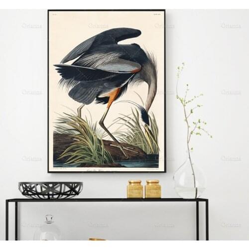 Great Blue Heron from Birds of America by John James Audubon Print - Housewarming Birthday Gift Idea - Wall art poster print