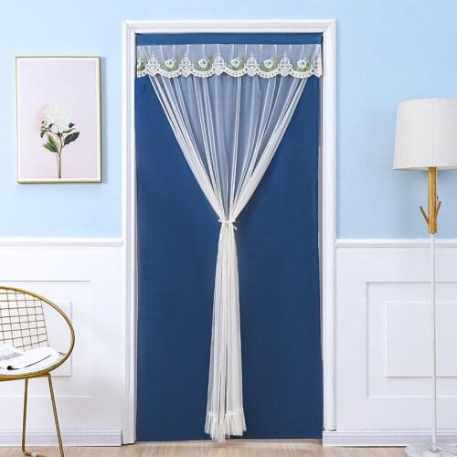 Four Seasons Door Curtain Punch-free Fabric Lace Privacy Protection Anti-mosquito Shade Universal Door Curtain Anti-smoke F0405
