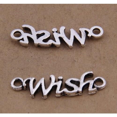 Yage 8*23mm 45pcs Antique Silver Letters Connector,Alloy Wish charms pendant for jewelry making XBL0024