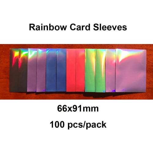 100 PCS/LOT Rainbow Holographic Cards Sleeves,Foil Cards Protector Idol Photo Shield Magic Laser Cover PKM/YGO66x91mm