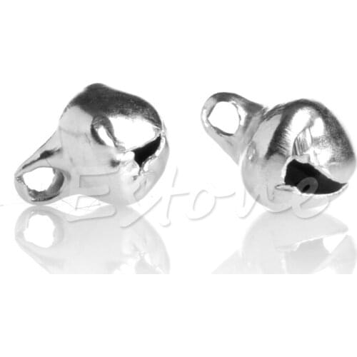 100шт Серебряный колокольчик Craft Ювелирные изделия свадебные Подвески 6мм бисе E56C