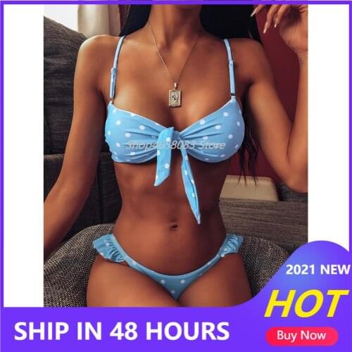 2021 Fashion New Sexy Brazilian Bikini Set Women Bow Biquini Female Cut Bikinis Swimwear Push Up Swimsuit Bath Suit