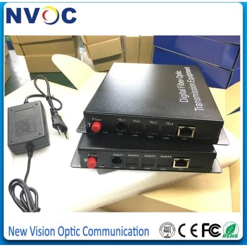 4CH Telephone(RJ11)+1Ch 10/100M Fast Ethernet Fiber Convertor,Simplex,1310/1550,FC,SM,20KM,Euro Charger,External Power Supply