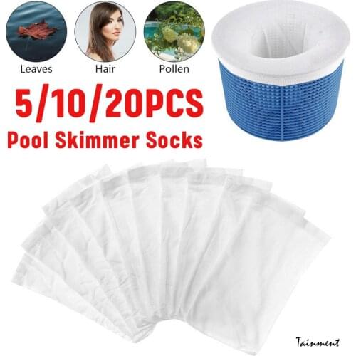 5/10/15/20Pcs Swimming Pool Filter Storage Pool Skimmer Socks Saver Skimmer Basket Sock Sleeve Mesh Screen Net Pool Supplies