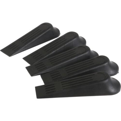 5pcs Plastic Door Stop Stoppers Floor Protectors Home Doors Block Wedges Black
