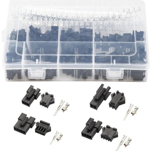 600Pcs Pin Terminal Wire Connectors Jumper Pin Housing Header Crimp Adapters With Hook Kit Black Sliver Male Female Connector
