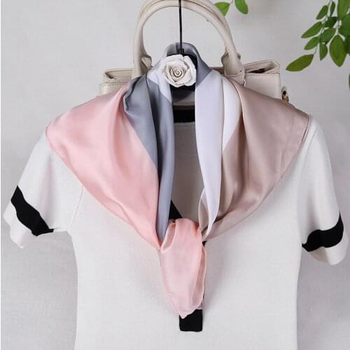 70*70CM Solid Square Silk Scarf Womens Foulard Hair Band Neckerchief Head Scarves Bandana Shawls Lady Wraps Pashmina Neck Scarf