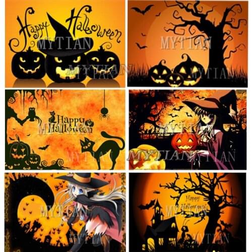 Diamond Painting Happy Halloween Pumpkin Orange Color Diamond Mosaic Embroidery Full Square/round drill Festival Gift