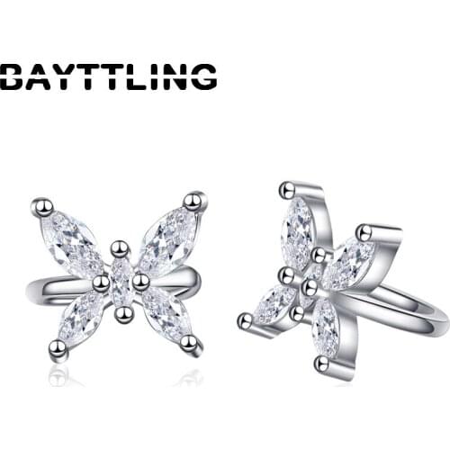 BAYTTLING 925 Silver Mini Butterfly Zircon Ear Clip For Women Fashion Jewelry Birthday Gift