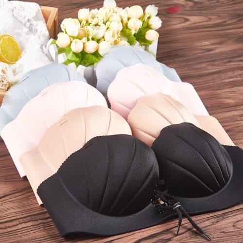 Manufacturer Direct One-Piece Seamless Back Pull B Underwear Shell Sexy Small Chest Gather Adjustable Drawstring Bra