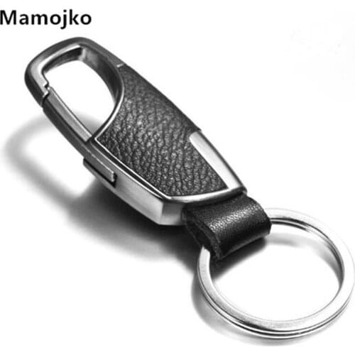 Mamojko Superior Quality Stainless Steel Business Key Chain For Men Fashion Car Key Ring Leather Key Holder Waist Pendant Gifts