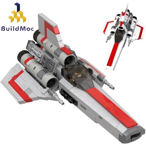 BuildMOC Battlestar-Galacticas Colonial Viper MKII Fighter Space Battleship Robotechs Spaceship Building Blocks Toys Kids Gifts