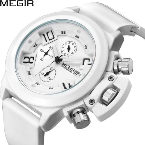 MEGIR 2002 Mens Creative Hip Hop Style Big Dial Quartz Sport Watch Waterproof Chronograph Military Wristwatches Male Clock