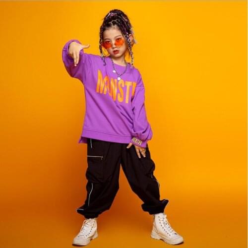 Kid Festival Hip Hop dancing Outfits Oversize Sweatshirt Tops Jogger Cargo Pants for Girls Dance Costumes Street Clothes wear