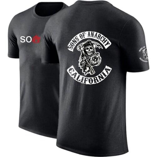 2021NEW Summer New Solid TShirt Men Causal O-Neck Sons Of Anarchy T-Shirts Male High Quality Classical SAMCRO Tops Short Sleeve