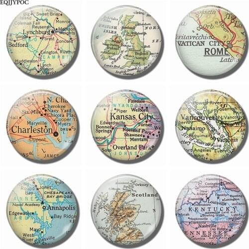 Map Souvenir Lynchburg British Isles Rome Charleston Kansas Vancouver Annapolis Scotland Kentucky Fridge Magnets Refrigerator