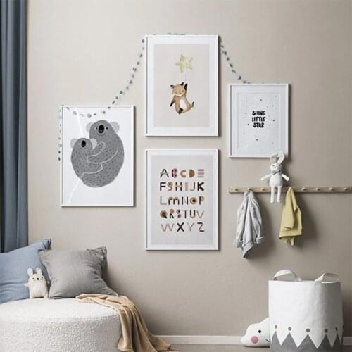 Little Star Cartoon Letter Animal Poster And Prints Canvas Painting Wall Art Picture For Living Room Kids Bedroom Nursery Decor