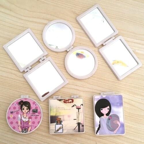 1pc Mini Makeup Compact Mirror Portable Two-side Folding Make Up Mirror Women Cartoon Cosmetic Mirrors For Gift
