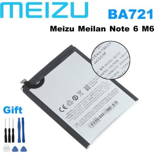 MEIZU 4000mAh BA721 100% Original Replacement Battery For Meizu M6 Note M721H M721L Mobile Phone Batteries
